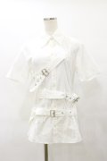BPN FOR MEN / ボンテージベルト半袖シャツ  白 H-25-08-25-1056-GO-BL-KB-ZH