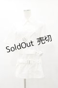 BPN FOR MEN / ボンテージベルト半袖シャツ  白 H-25-08-25-1056-GO-BL-KB-ZH