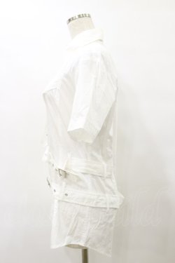 画像3: BPN FOR MEN / ボンテージベルト半袖シャツ  白 H-25-08-25-1056-GO-BL-KB-ZH