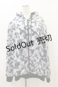 NieR Clothing / ふわもこ総柄ZIP PARKA F グレー H-25-08-25-1009-PU-TO-KB-ZH