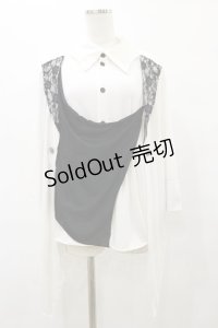 ALGONQUINS / レイヤード風レース切替カットソー  白×黒 H-25-08-25-1058-AL-TO-KB-ZH
