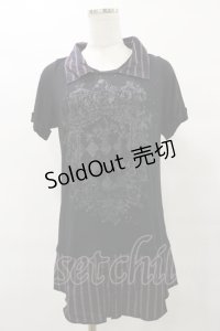 ALGONQUINS / レイヤード風切替カットソー  黒 H-25-08-25-1061-AL-TO-KB-ZH