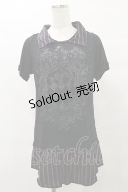 画像1: ALGONQUINS / レイヤード風切替カットソー  黒 H-25-08-25-1061-AL-TO-KB-ZH