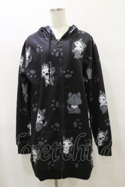 画像1: NieR Clothing / 総柄ZIPパーカー F 黒 H-25-08-25-1010-PU-TO-KB-ZH