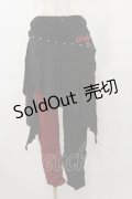 ALGONQUINS / フラップ付配色ギャザーパンツ  黒×赤 H-25-08-25-1067-AL-PA-KB-ZH