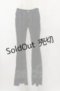 h.naoto Blood / 異素材切替レースアップパンツ  黒 H-25-08-25-1068-HN-PA-KB-ZH