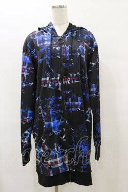 画像1: NieR Clothing / 総柄ZIPパーカー  黒 H-25-08-25-1011-PU-TO-KB-ZH