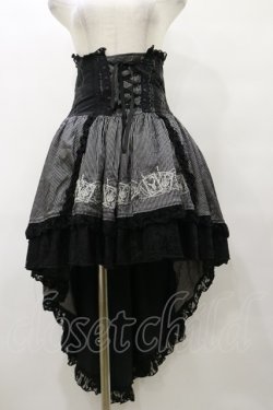 画像1: FRILL / 刺繍ストライプフィッシュテールスカート  黒 H-25-08-25-1073-HN-SK-KB-ZH