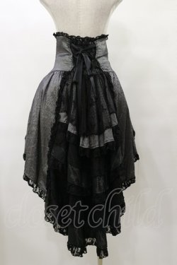 画像2: FRILL / 刺繍ストライプフィッシュテールスカート  黒 H-25-08-25-1073-HN-SK-KB-ZH