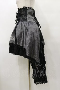 画像3: FRILL / 刺繍ストライプフィッシュテールスカート  黒 H-25-08-25-1073-HN-SK-KB-ZH