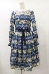 Emily Temple cute / パッケージチーズワンピース  ネイビー H-25-08-25-1076-ET-OP-KB-ZH