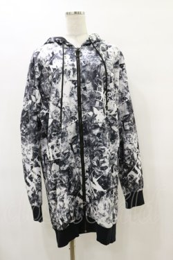 画像1: NieR Clothing / 総柄ZIPパーカー  黒 H-25-08-25-1014-PU-TO-KB-ZH