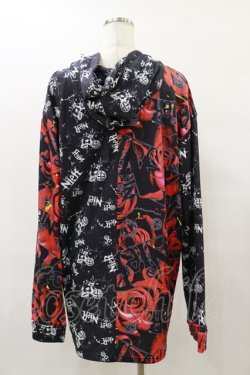 画像2: NieR Clothing / プリント切替プルパーカー  黒×赤 H-25-08-25-1017-PU-TO-KB-ZH