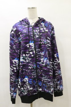 画像1: NieR Clothing / 総柄ZIPパーカー F 紫 H-25-08-25-1019-PU-TO-KB-ZH