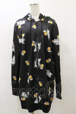 画像1: NieR Clothing / 総柄ZIPパーカー  黒 H-25-08-25-1021-PU-TO-KB-ZH