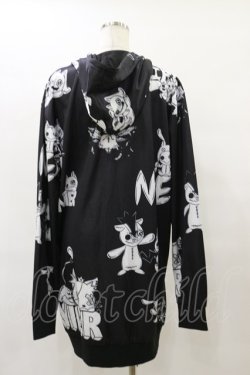 画像2: NieR Clothing / 総柄ZIPパーカー  黒 H-25-08-25-1025-PU-TO-KB-ZH