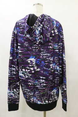 画像2: NieR Clothing / 総柄ZIPパーカー  黒 H-25-08-25-1026-PU-TO-KB-ZH