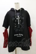 SEX POT ReVeNGe / ボーダー切替プルパーカー  黒×赤 H-25-08-25-1030-SP-TO-KB-ZH