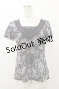Ozz oneste / 総柄半袖カットソー  黒 H-25-08-25-1032-OO-TO-KB-ZH
