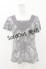 Ozz oneste / 総柄半袖カットソー  黒 H-25-08-25-1032-OO-TO-KB-ZH