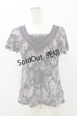 画像1: Ozz oneste / 総柄半袖カットソー  黒 H-25-08-25-1032-OO-TO-KB-ZH