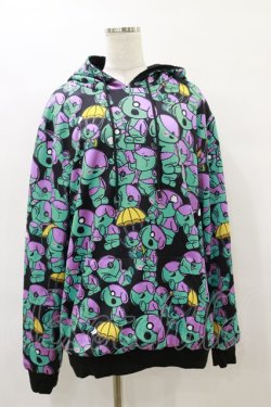 画像1: NieR Clothing / 総柄ふわもこプルパーカー F 黒 H-25-08-25-1005-PU-TO-KB-ZH