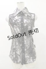 Ozz Croce / 総柄ノースリーブトップス  グレー H-25-08-25-1040-OO-TO-KB-ZH