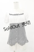 FRILL / ストライプ切替カットソー  白×黒 H-25-08-25-1041-HN-TO-KB-ZH