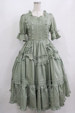 画像1: Chalmiere / フリルロングワンピース M グリーン H-25-08-26-1003-PU-OP-NS-ZH
