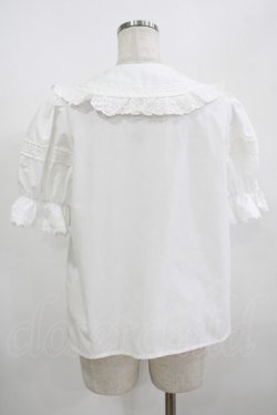 画像3: Chalmiere / トーションレース丸襟半袖ブラウス M オフ白 H-25-08-26-1037-PU-BL-NS-ZH