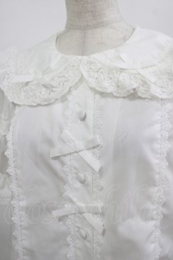 画像4: Chalmiere / トーションレース丸襟半袖ブラウス M オフ白 H-25-08-26-1037-PU-BL-NS-ZH