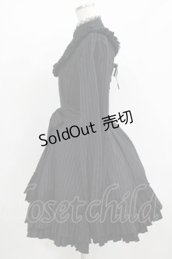 画像2: Schneideren-R（海外ロリータブランド） / ストライプスタンドカラーワンピース L ブラック H-25-08-26-1004-PU-OP-NS-ZH