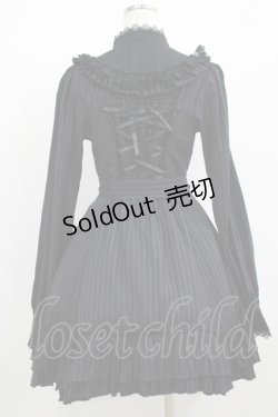 画像3: Schneideren-R（海外ロリータブランド） / ストライプスタンドカラーワンピース L ブラック H-25-08-26-1004-PU-OP-NS-ZH