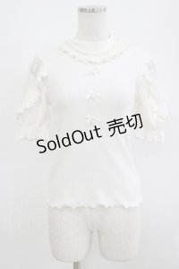 Ank Rouge / リボン&パールカットソー M オフ H-25-08-26-1051-CA-TO-NS-ZH