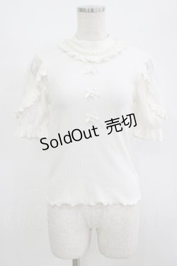 画像1: Ank Rouge / リボン&パールカットソー M オフ H-25-08-26-1051-CA-TO-NS-ZH