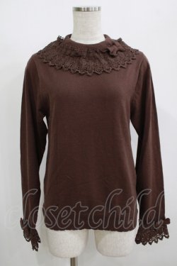 画像1: axes femme kawaii / レーシーフリルニットプル M ブラウン H-25-08-26-1055-AX-TO-NS-ZH