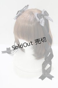 LOTUS ribbon / ツインリボンバレッタ  グレー/ブラック H-25-08-26-1069-EL-AC-NS-ZH