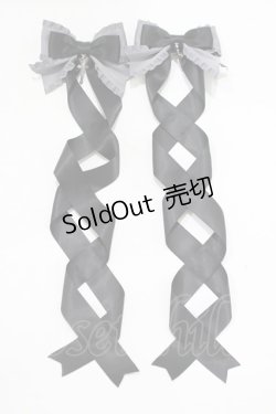 画像2: LOTUS ribbon / ツインリボンバレッタ  グレー/ブラック H-25-08-26-1069-EL-AC-NS-ZH