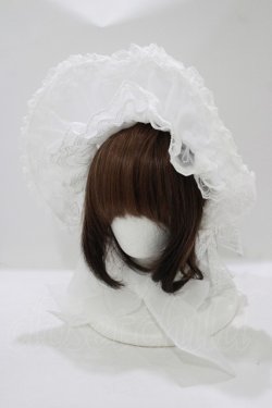 画像1: Angelic Pretty / フリルシースルーボンネット  オフ白 H-25-08-26-1077-AP-AC-NS-ZH