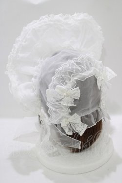画像2: Angelic Pretty / フリルシースルーボンネット  オフ白 H-25-08-26-1077-AP-AC-NS-ZH