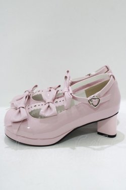画像2: DearMyLoveEmily / ハートヒールトリプルリボンシューズ 24.5cm ピンクエナメル H-25-08-26-1079-PU-SH-NS-ZH