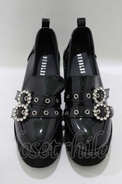 画像1: Bubbles / ダブルベルトローファー 38（23.5cm〜24.0cm） ブラックエナメル H-25-08-26-1082-CA-SH-NS-ZH