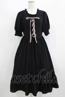 画像1: m petit by misako / AMレースアップワンピース M ブラック H-25-08-26-1008-LO-OP-NS-ZH