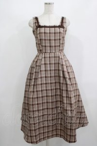 m petit by misako / AMCHKスクエアネックジャンパースカート S ブラウン H-25-08-26-1017-LO-OP-NS-ZH