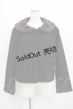 画像1: m petit by misako / ファー襟ショートコート L ブラック H-25-08-26-1026-LO-CO-NS-ZT-C022