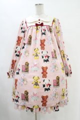 Emily Temple cute / Fluffy Bears Aラインワンピース  ピンク H-25-08-27-045-ET-OP-KB-ZH