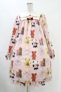 Emily Temple cute / Fluffy Bears Aラインワンピース  ピンク H-25-08-27-045-ET-OP-KB-ZH