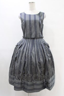 画像1: Jane Marple / Regimental stripeドミトリードレス  グレー H-25-08-27-047-JM-OP-KB-ZH