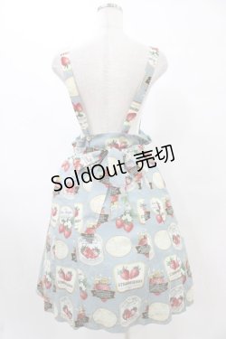 画像2: Jane Marple / ストロベリーラベルのエプロンドレス  ブルーグレイ H-25-08-27-053-JM-OP-KB-ZH