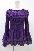 ATELIER PIERROT / Shirring princess sleeve blouse  パープル H-25-08-27-058-EL-BL-KB-ZH
